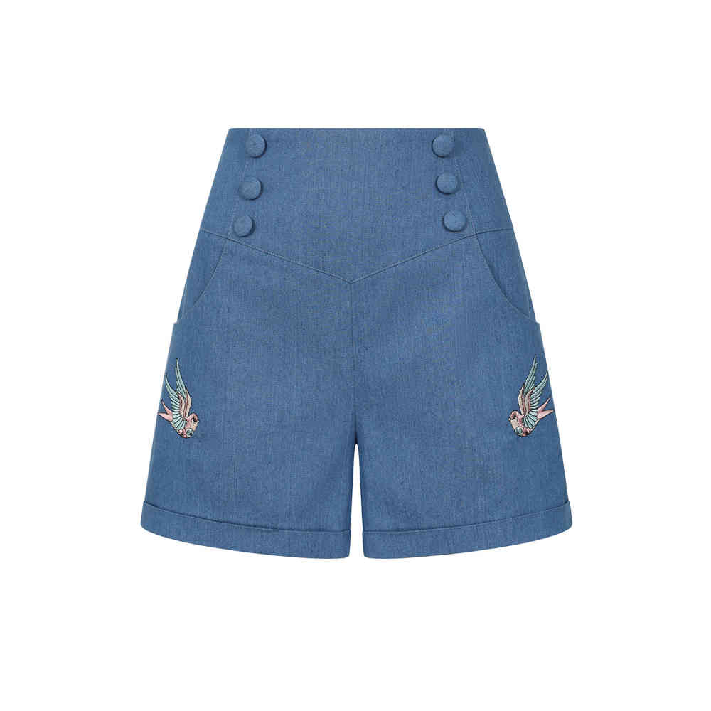 Banned - Millie Swallows Kurze Hose - Blau